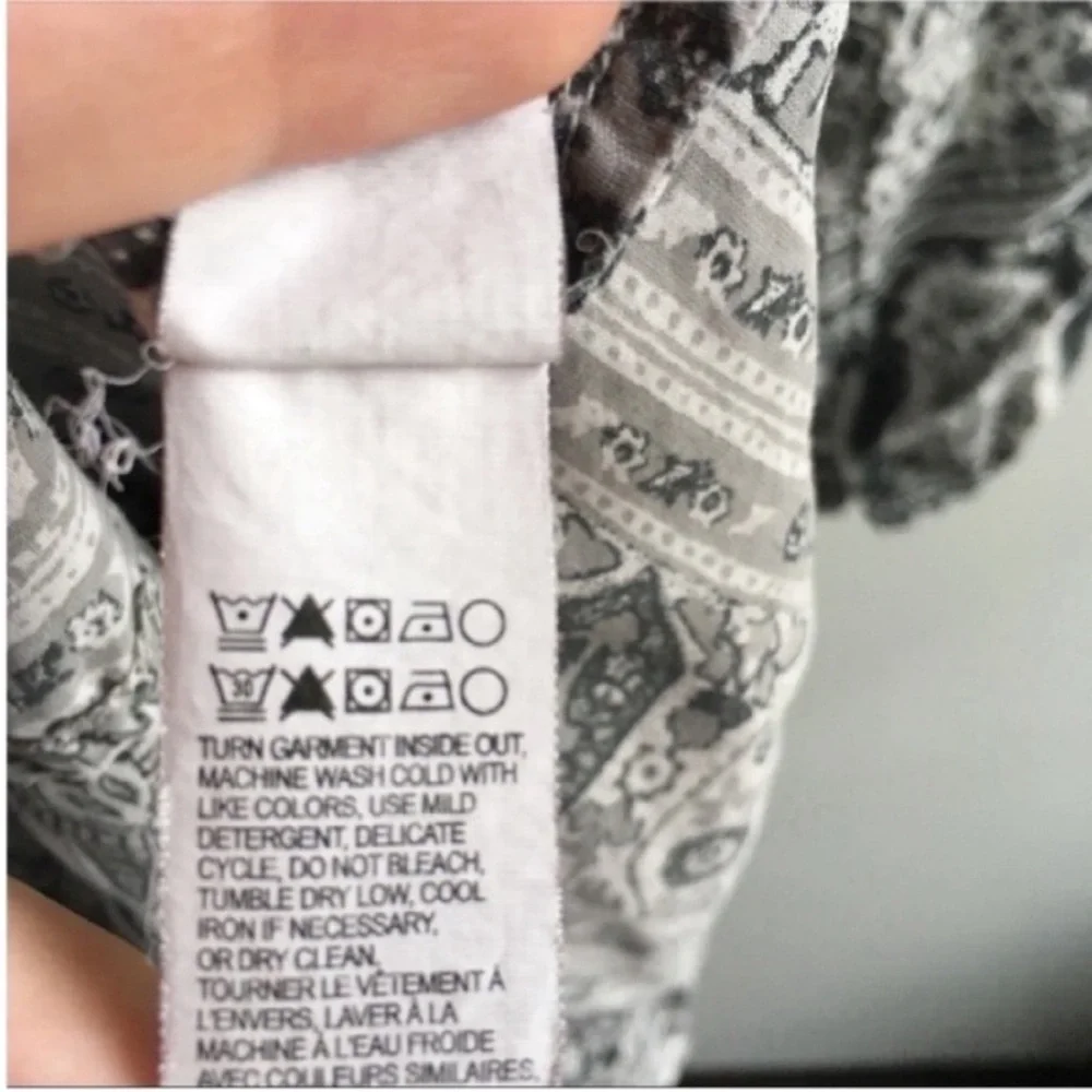 Lucky Brand shirt black white peasant boho tie - Picture 7 of 8